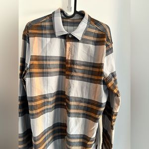 Lululemon flannel shirt: yellow orange grey